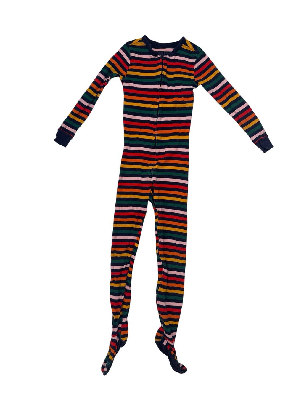 OLD NAVY Rainbow Stripe Full Zip Footie One Piece Pajama Sz 6T Kids Blue Cotton